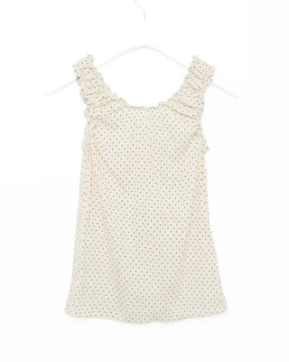 Pindot Ribbon Gathered Elastic Tank Top