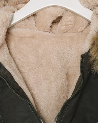 (Unisex) Hooded Fur Down Jacket