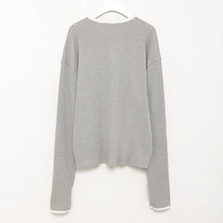 (Unisex) Piping Bicolor Fingerhole Button T-Shirt