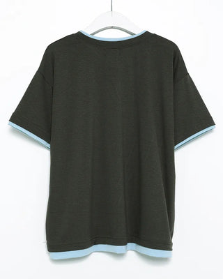 (Unisex) Two-tone Layered Half T-shirt