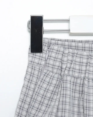 Checked pleated midi skirt