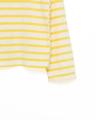 Soft boat neck striped long-sleeve T-shirt
