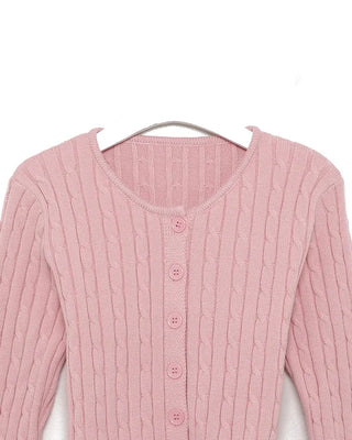 Cropped Cable Knit Cardigan