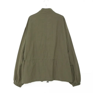 (Unisex) Drawstring Waist Flap Military Jacket