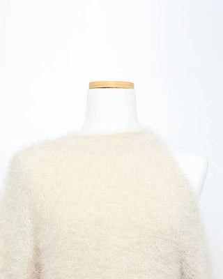 Asymmetrical cropped shaggy knit