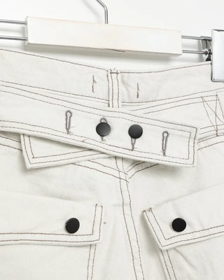Button-back cinch flap balloon cotton pants