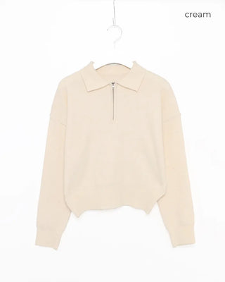 Half-zip-up color knit