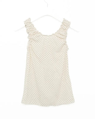 Pindot Ribbon Gathered Elastic Tank Top