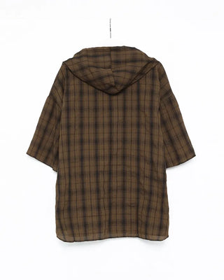 (Unisex) Check Hooded Short-Sleeve Shirt