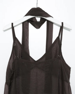 See-through gathered yoke camisole dress