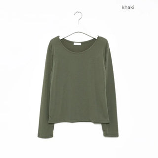 Jewel neck long T-shirt