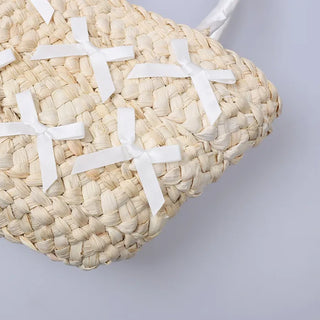 Ribbon Rattan Tote Bag