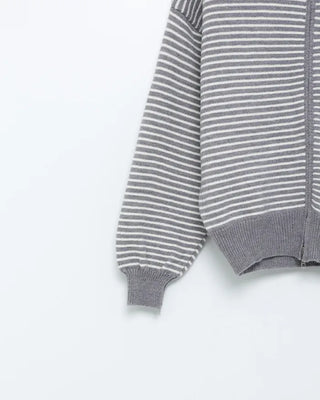 Striped Loose Fit Knit Hooded Parka