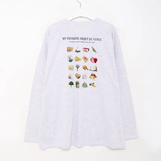 Vegetable print long-sleeved T-shirt