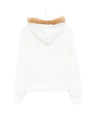 Ribbon Shooting Star Double Zip Fur Hoodie
