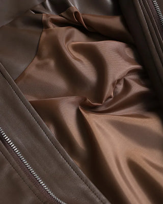 Oversized Collar Faux Leather Jacket