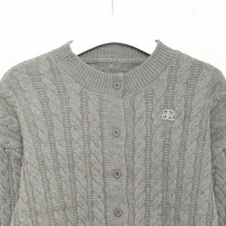 Twist knit cardigan and shirt set