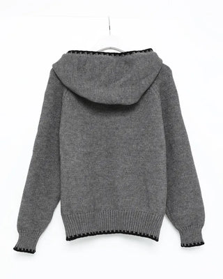 Two-tone knit half-zip hoodie