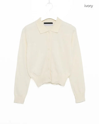 Button-collar knit cardigan