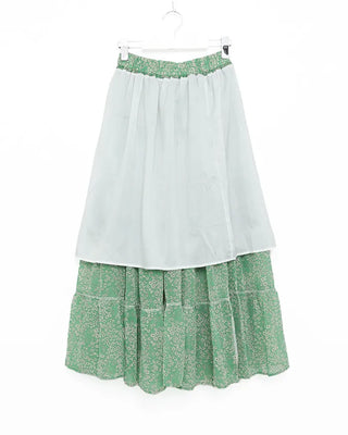 Floral lace tiered long skirt