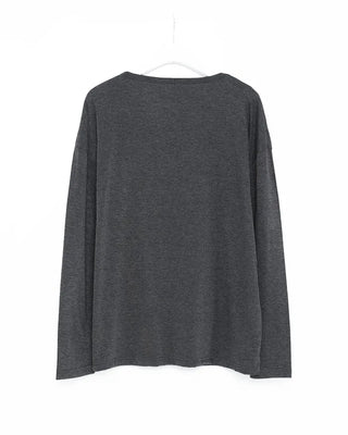 Oversized U-neck long-sleeve T-shirt