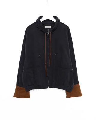 Drawstring high-neck zip-up jacket