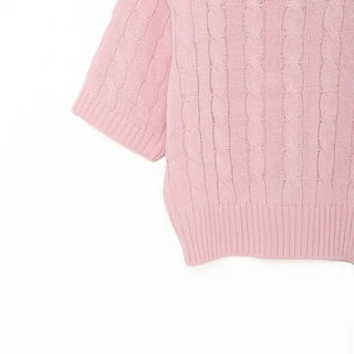 Cable Cropped Short-Sleeve Knit