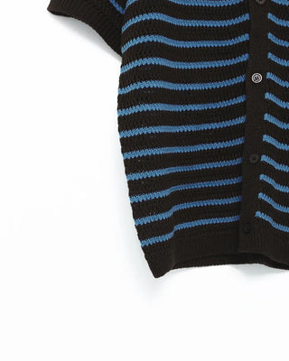 (Unisex) Striped Short-Sleeve Cardigan
