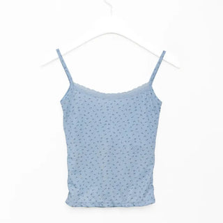 Ribbon flower camisole with built-in cups