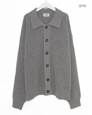 Collared knit cardigan