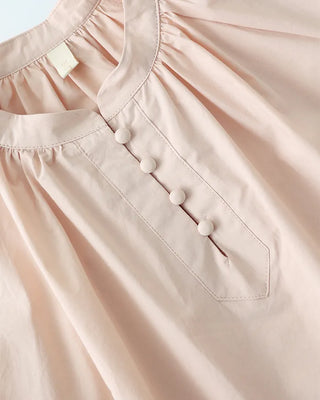 (ORIGINAL) Henley Neck Ribbon Balloon Blouse