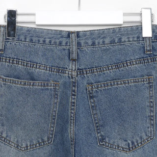 Straight wash denim pants