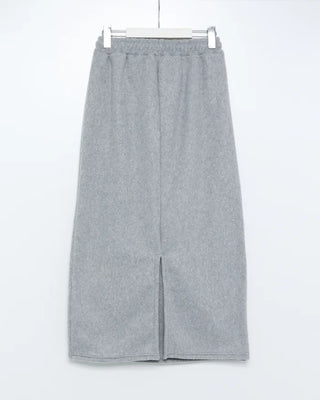Elastic waist fleece long skirt