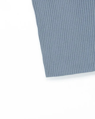 Polo neck semi-cropped ribbed knit T-shirt