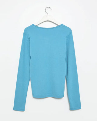 Henley neck long-sleeve T-shirt