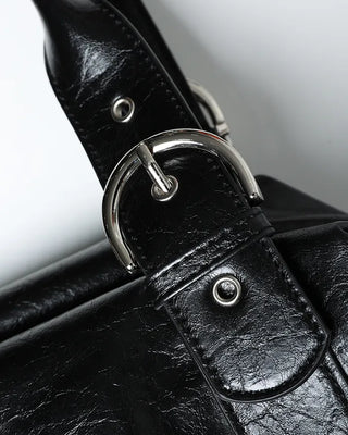 Double rivet belt leather tote bag