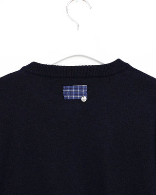 Checked two-tone knit cardigan