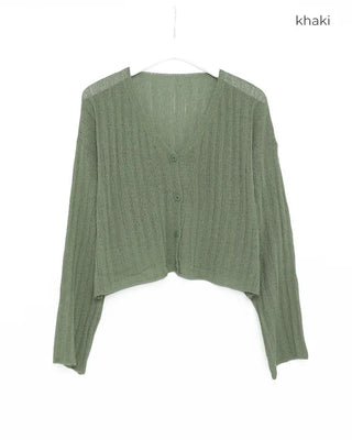 Ribbed V-neck cardigan