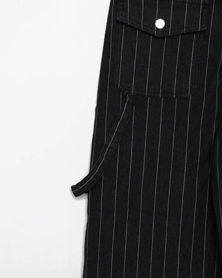 (Unisex) Hammer Loop Pinstripe Black Denim Pants