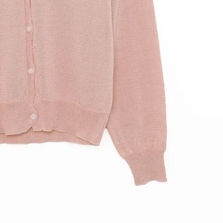 Linen blend round neck cardigan