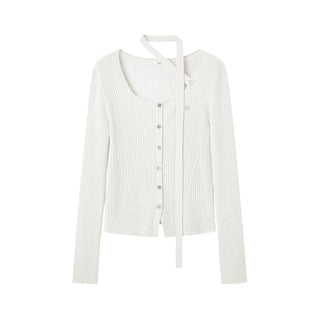 [NOTAWEAR] Wool Blend Ribbed Slim Fit  Cardigan