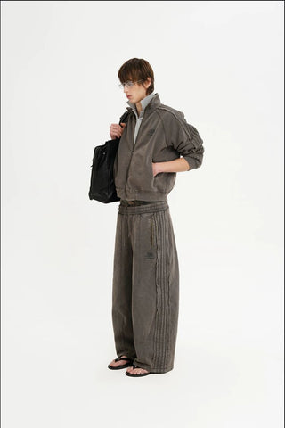 [MASONPRINCE] Washed Raw Edge Knit Set in Elephant Gray