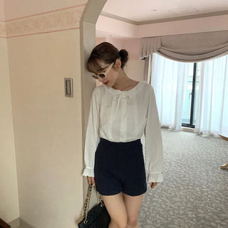 Pintuck lace blouse