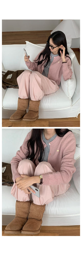 Cashmere round neck cardigan, 6 colors