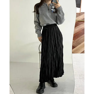 Wrinkle Round Long Skirt