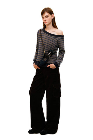 [Moromoro2] Tencel Linen Striped  Sweatshirt/Pants