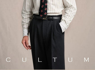 [CULTUM] 1930s Long Point Collar Striped Shirt