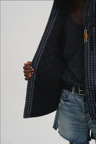 [MASONPRINCE] Embroidered Plaid Jacket