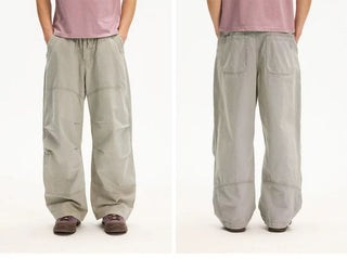 [Monterest] Washed Pleated Wide Leg Parachute Pants