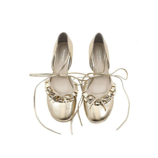 [Moromoro2] Ruffle Bow Lace-Up Kitten Heel  Pumps